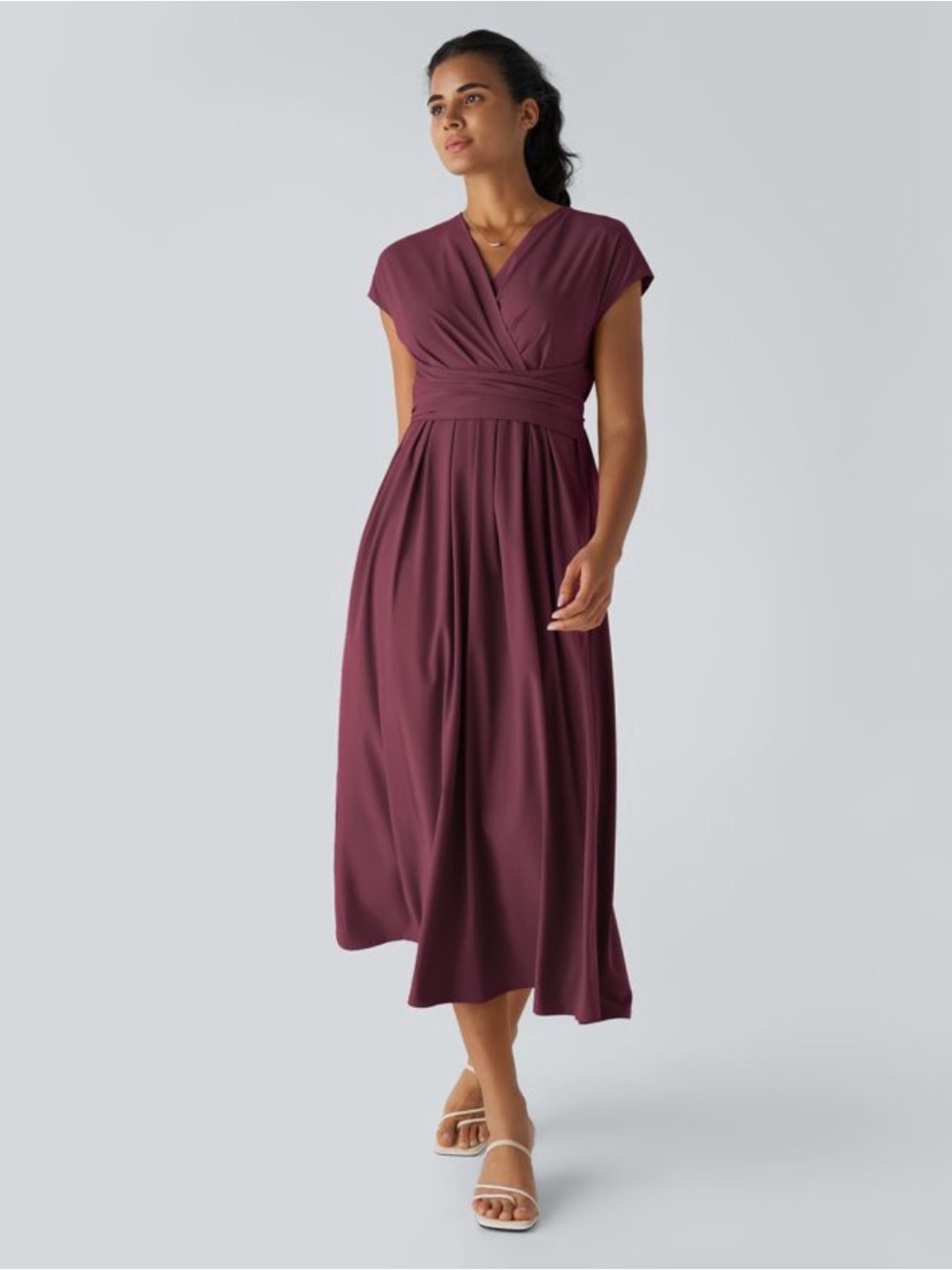 HALARA Breezeful V Neck Short Sleeve Pocket Tie Back Quick Dry Midi Casual Dress
